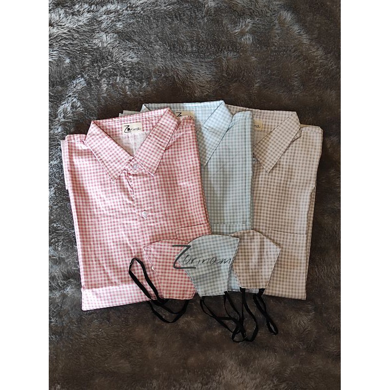 atasan wanita/kemeja bigsize/kemeja oversize/Hanna Gingham/ericha pink gingham/hijabchic ericha