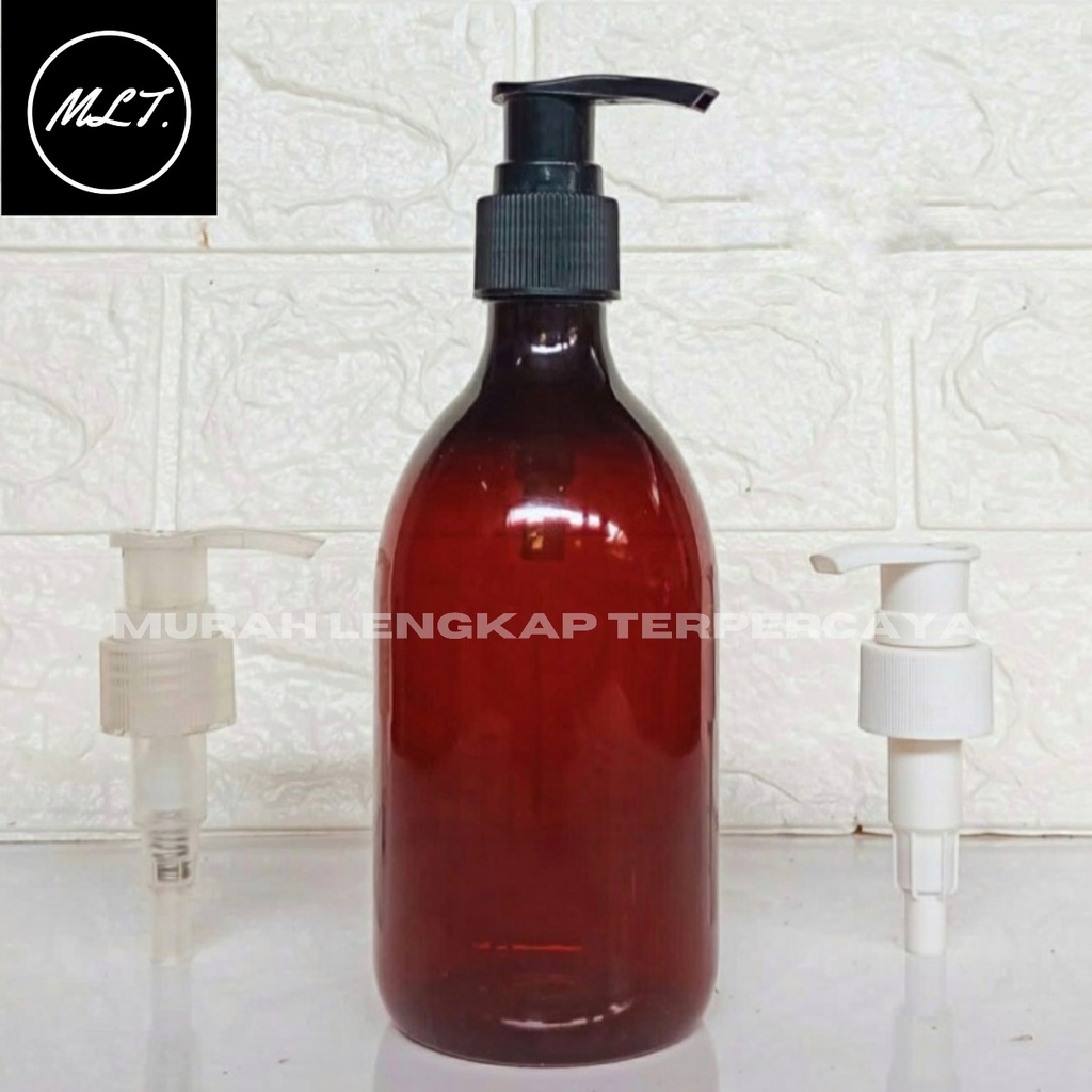 BOTOL PUMP 300 ML AMBER / BOTOL PET 300 ML COKLAT TUTUP PUMP LOTION - CLEAR