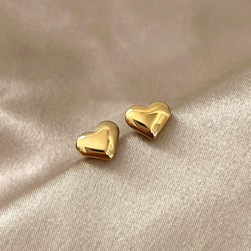 Anting Titanium Anti Karat Hati Lapis Emas 18K Anting Tusuk Perhiasan Fahion Korea