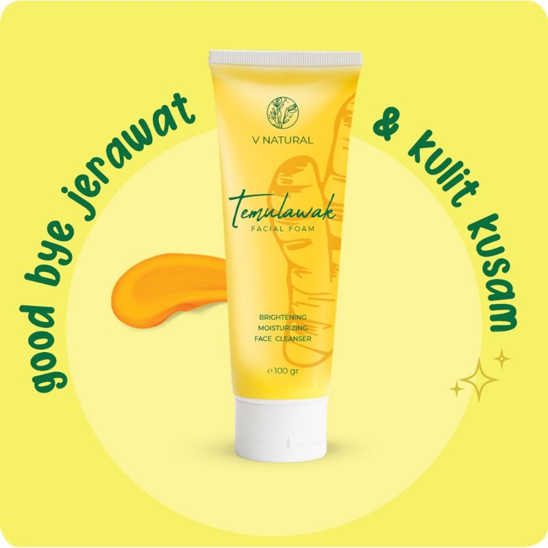 V NATURAL BRIGHTENING FACIAL FOAM TEMULAWAK/PEMBERSIH WAJAH