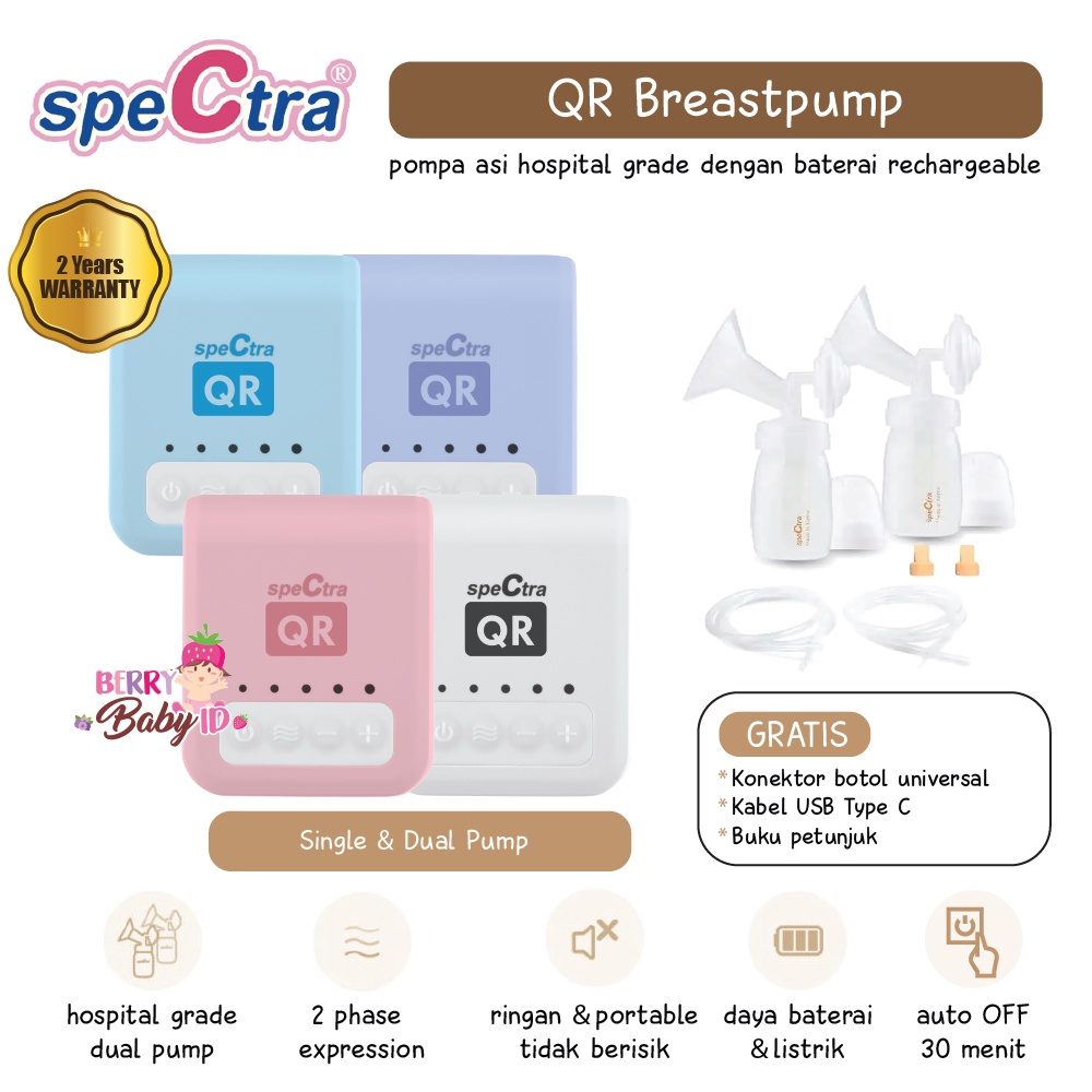 Spectra Breast Pump Electric QR Pompa ASI Elektrik Rechargeable Berry Mart