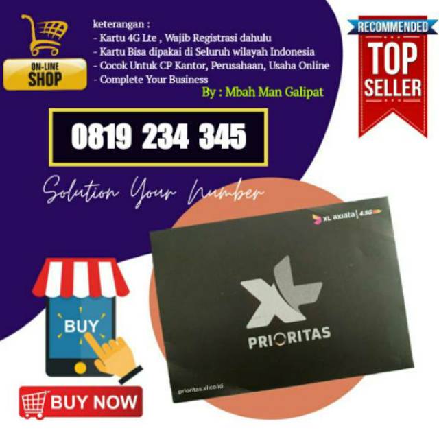 Nomor Cantik XL 10 digit Pascabayar Edisi Naik 234 345