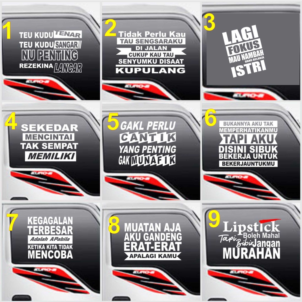 stiker kata kata mutiara motivasi kaca truck pic up bisa request