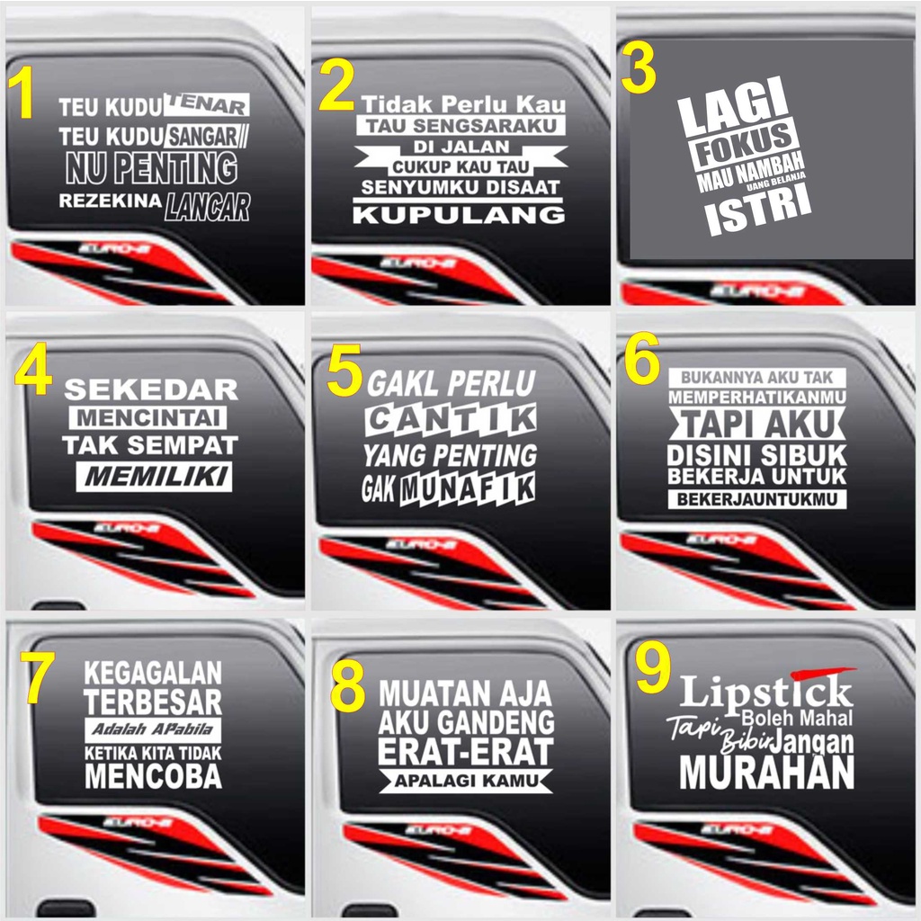 Jual Stiker Kata Kata Mutiara Motivasi Kaca Truck Pic Up Bisa Request Indonesiashopee Indonesia 1582