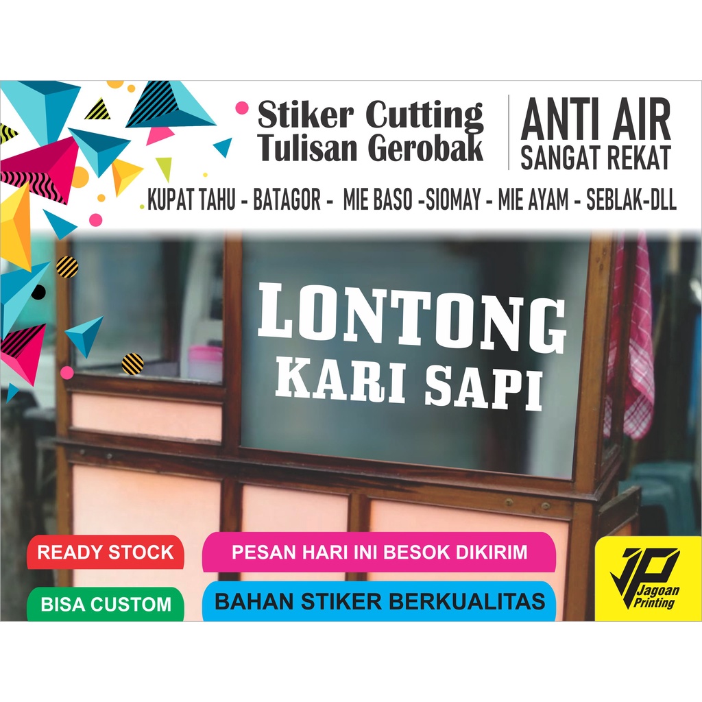 

Stiker Label Produk/stiker gerobak dagangan/nama toko
