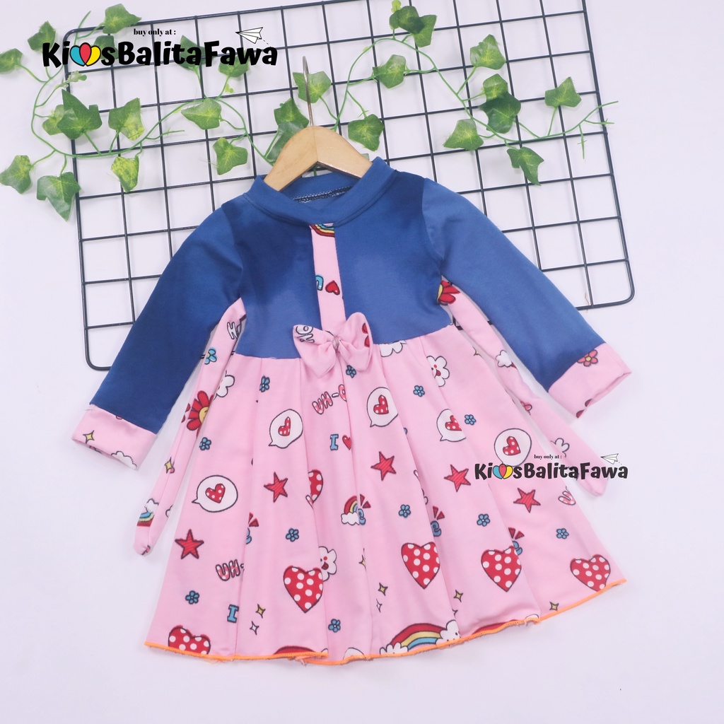 Dress Valencia 1-8 Tahun / Dres Lengan Panjang Anak Perempuan Fashion Kids Pesta Baju Cewek Murah