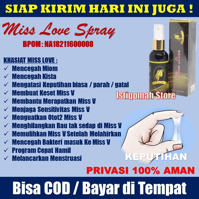 MISS LOVE SPRAY Obat Menghilangkan Keputihan Bau Yang Gatal dan Becek Saat Hamil Secara Alami Dan Cepat Pada Wanita Di Apotik Paling Ampuh - Cara Menghilangkan Keputihan Abnormal Yang Bau Gatal Becek Akibat Jamur BPOM ASLI