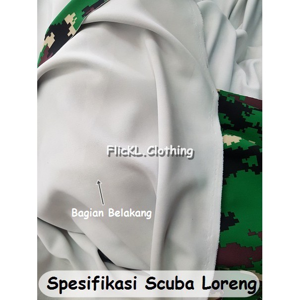 Bahan Kain Scuba Loreng Army Perbakin Mossy Oak Tentara