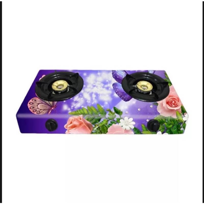 Stiker kompor 2 tungku warna ungu