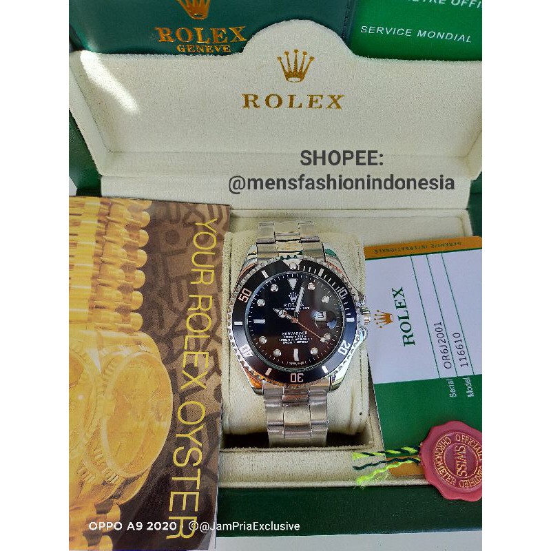 JAM TANGAN ROLEX COWOK BATERAI QUARTZ SUBMARINER SILVER