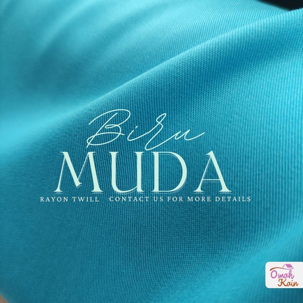 KAIN RAYON TWILL VISCOSE (100% rayon, jatuh, adem, tebal, lembut dan tidak berbulu) #omah kain-Biru Muda