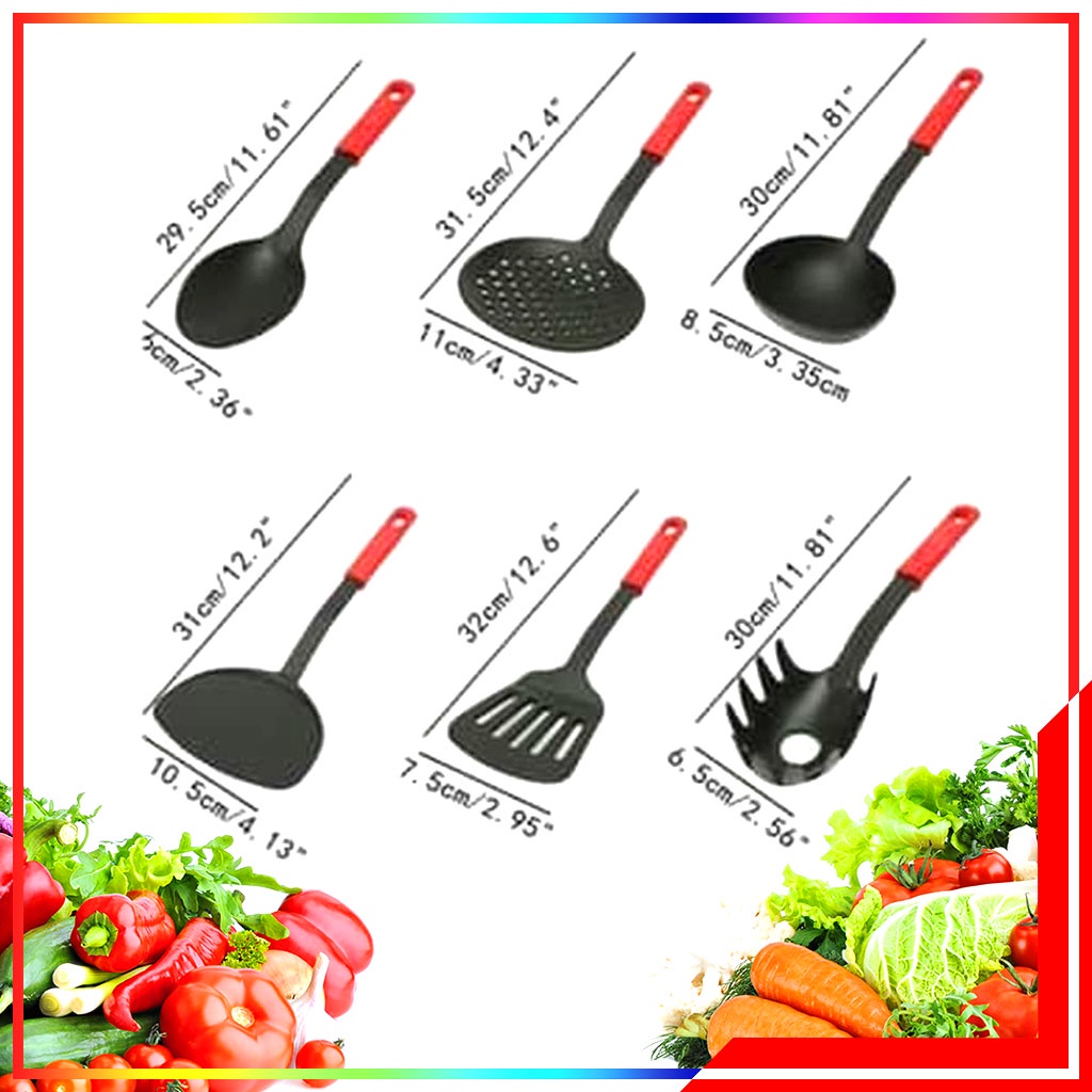 Kitchen Set Tool Spatula Set 6 In 1 - Peralatan Tumis Masak Centong Sutil Spatula Set Alat Masak Isi 6