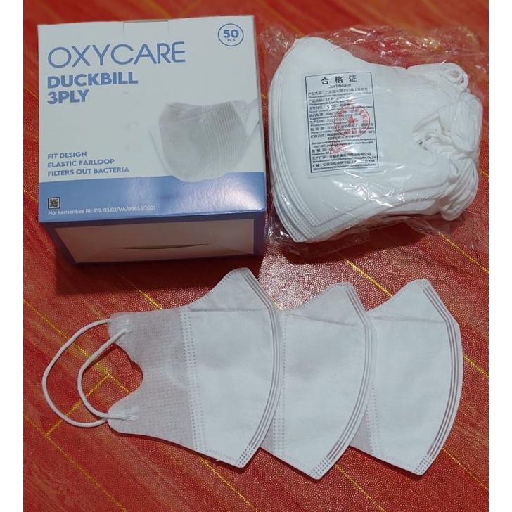 masker duckbill putih Oxycare 3ply isi 50pcs