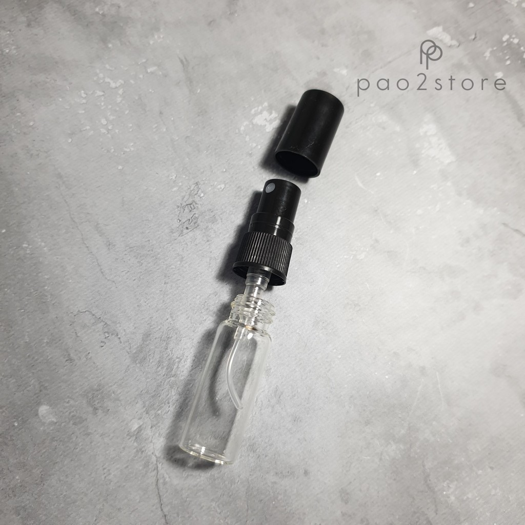 Botol Spray Kaca Bening 3ml Tutup HITAM - Refillable Parfum Vial Travel Size Refill Isi Ulang