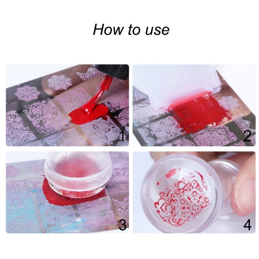 1 Set Stamper Scraper Bahan Silikon Transparan Untuk Nail Art