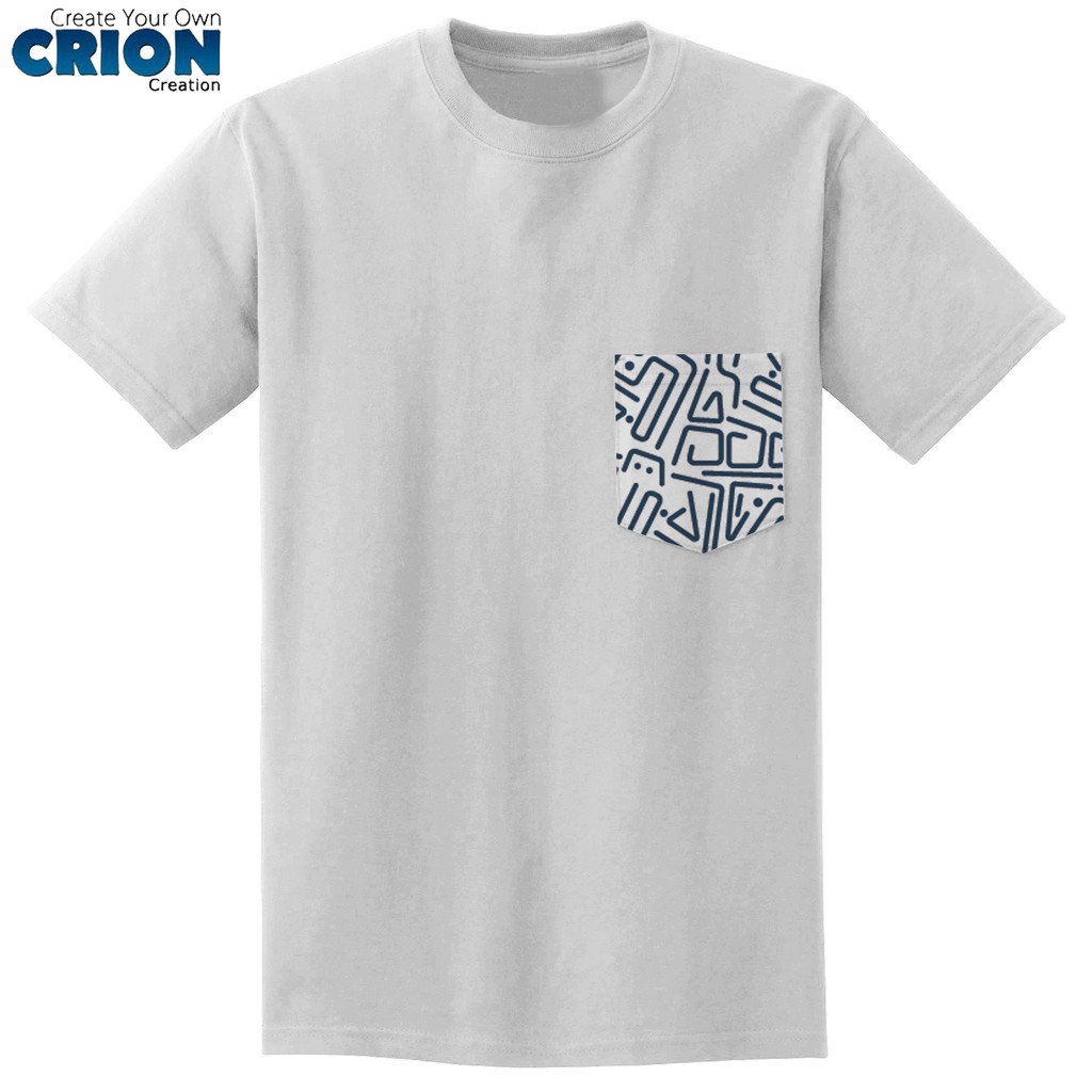 Crion Casual Tees Rounded Lines Pocket Pattern - Kaos dengan Kantong