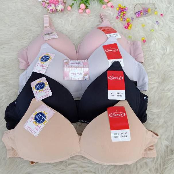 Sorex Bra 34135 T Shirt | BH Sorex Busa Tanpa Kawat Kait 3 Setara Cup B Wanita Dewasa | Open Sorex