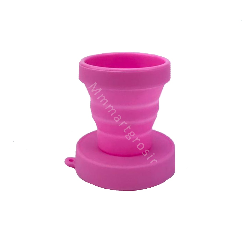 Gelas silikon lipat/gelas lipat portable polos/Gelas elastis/Pink/0.3L