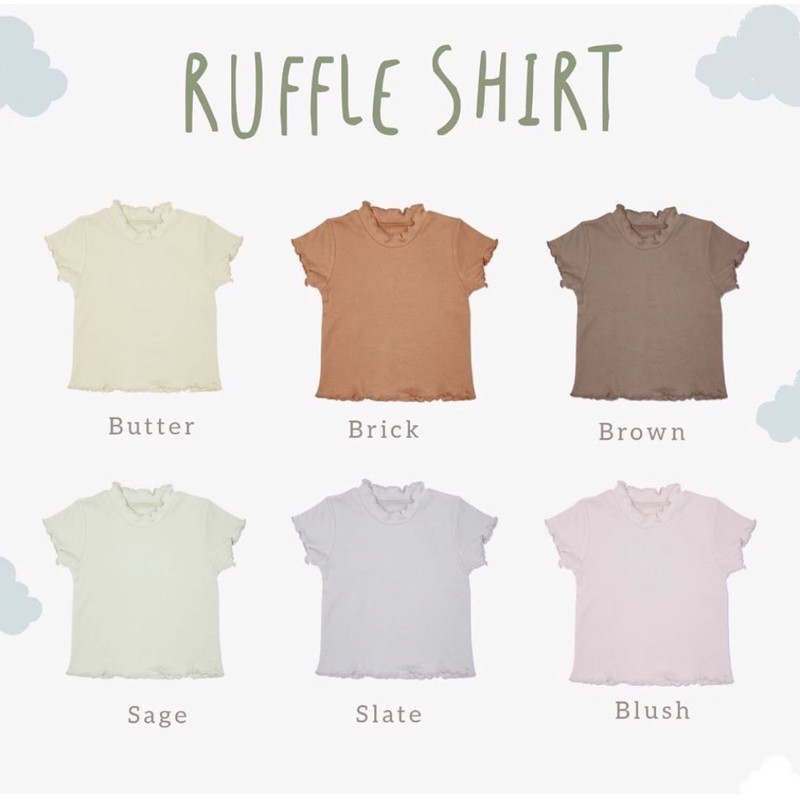 Cotton Cub Ruffle Shirt -Kaos Polos Anak Bayi Balita Toddler Organic Cotton