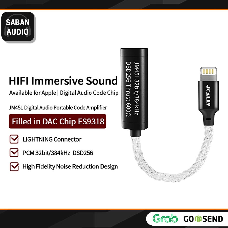 JCALLY JM45L Lightning to 3,5mm Hires Lossless 32bit/384kHz DAC ES9318
