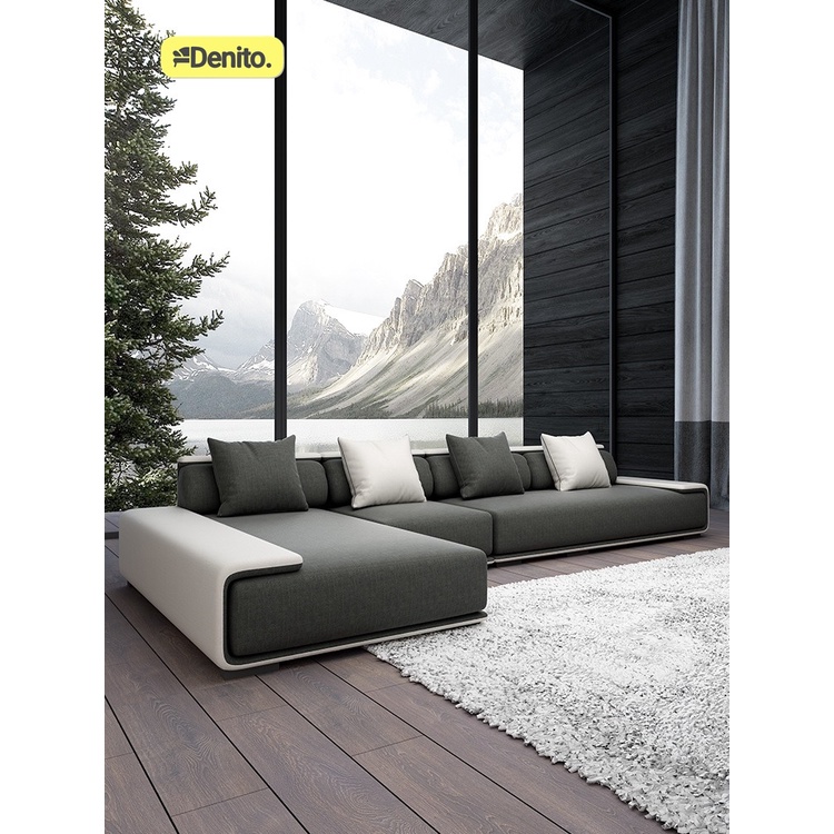 Sofa Letter L Bludru Mewah Minimalis