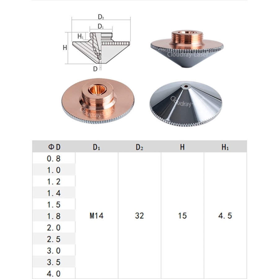 Raytools Fiber Cutting Nozzle A Type for Fiber Cutting D32 H15 M14