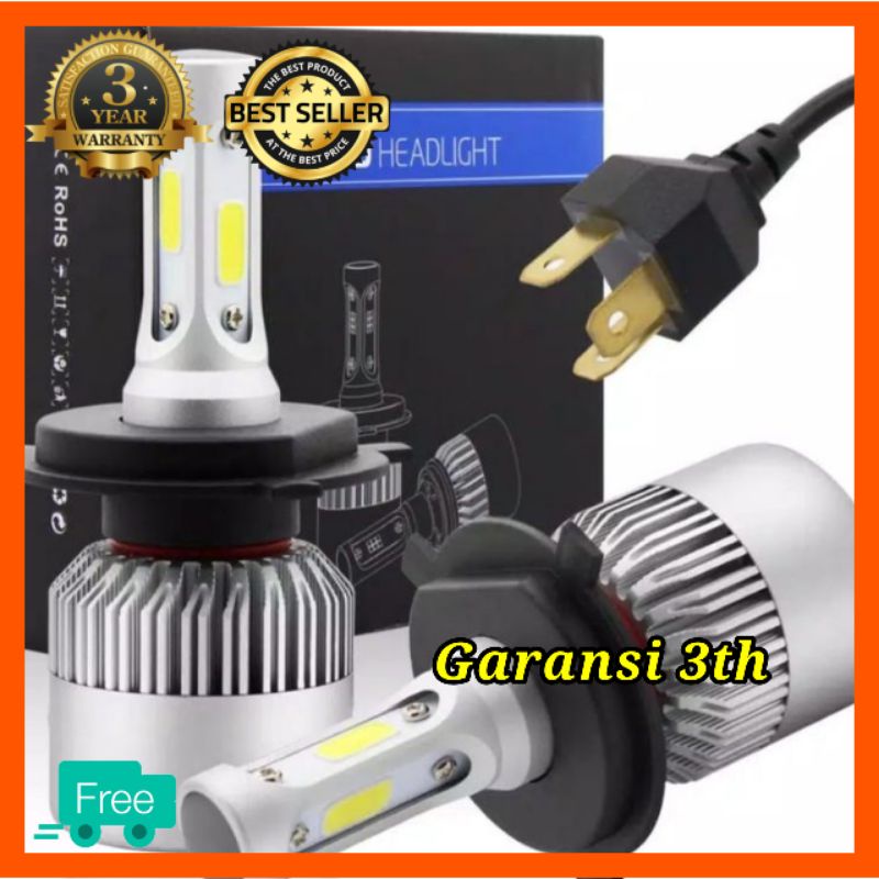 Lampu H4 LED Mobil Super Terang, S2 LED H4 72w COB ADA KIPASNYA / Lampu Mobil / LED / H4 / AVANZA / 