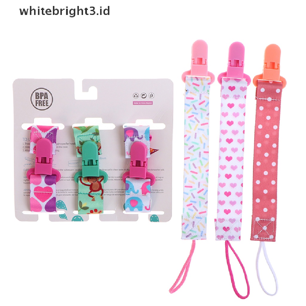 {whitebright3.id} 3Pcs/Set Baby Pacifier Clips Pacifier Chain Dummy Clip Nipple Holder For Nipples ,