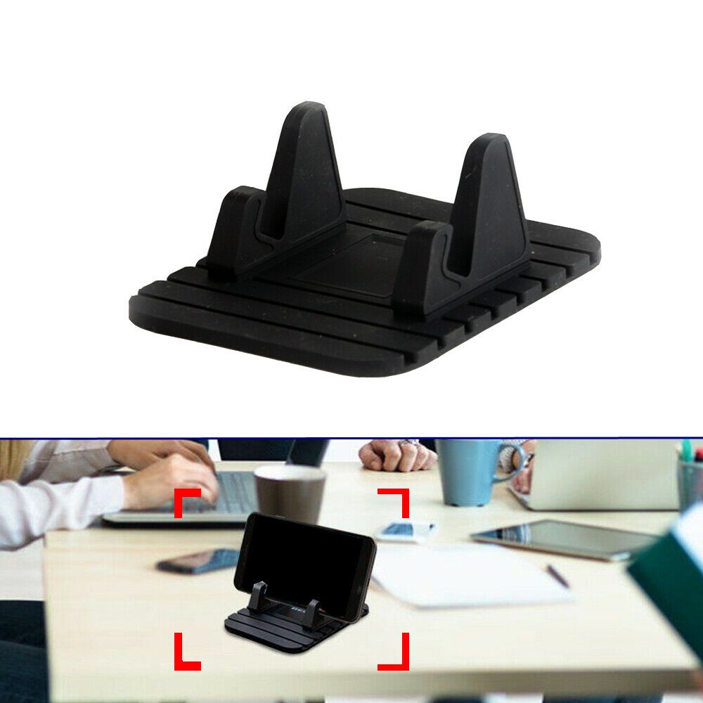 【COD Tangding】Stand Holder Handphone Bahan Karet Anti slip Warna Hitam Untuk Dashboard Mobil