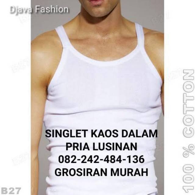 [Paket 12PCS] Kaos Dalam Pria Singlet Putih Grosir Berkualitas