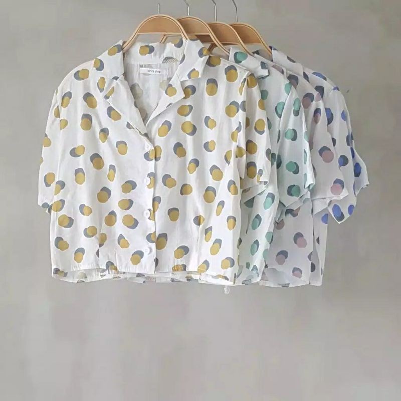 Top Crop Baju Kemeja Crop Wanita