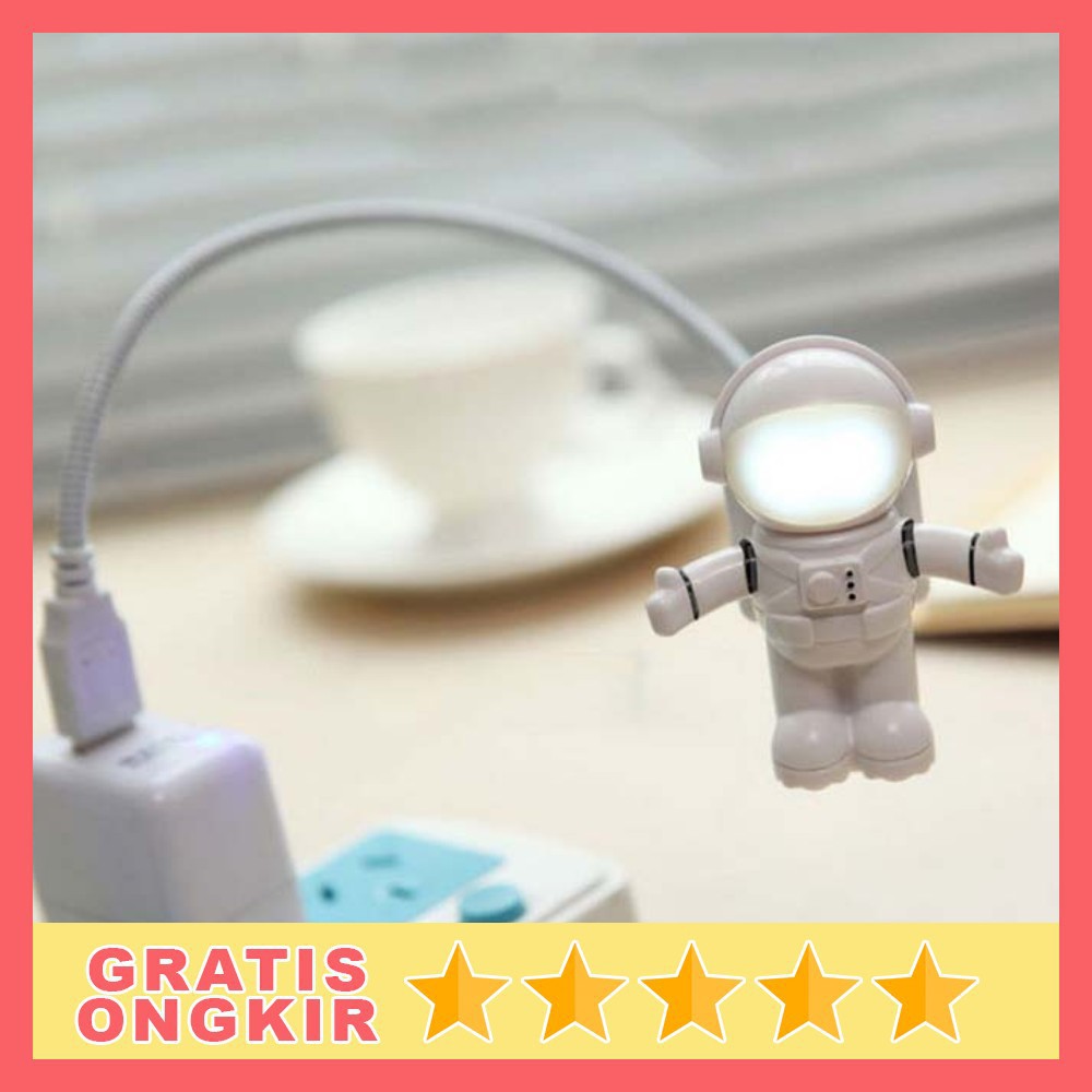 Lampu LED USB Night Light Lamp Flexible Spaceman Astronaut Hias USB Meja X01 Eshoo Gray Grab Medan