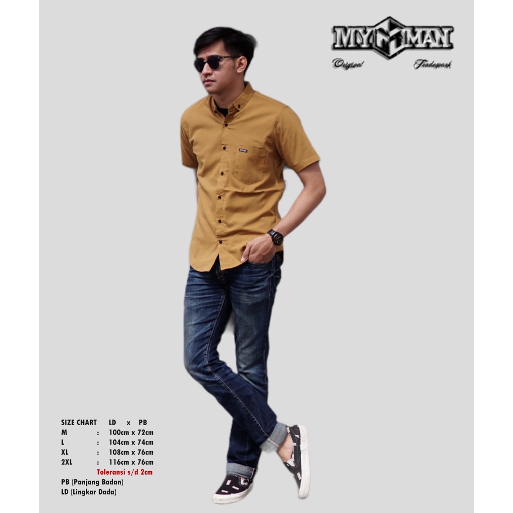 MY MAN Original Kemeja Polos lengan pendek kemeja pria warna coffee art seri MY131
