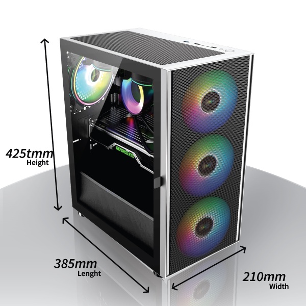 Casing Enlight White Master +1Fan RGB - M-ATX Gaming Case