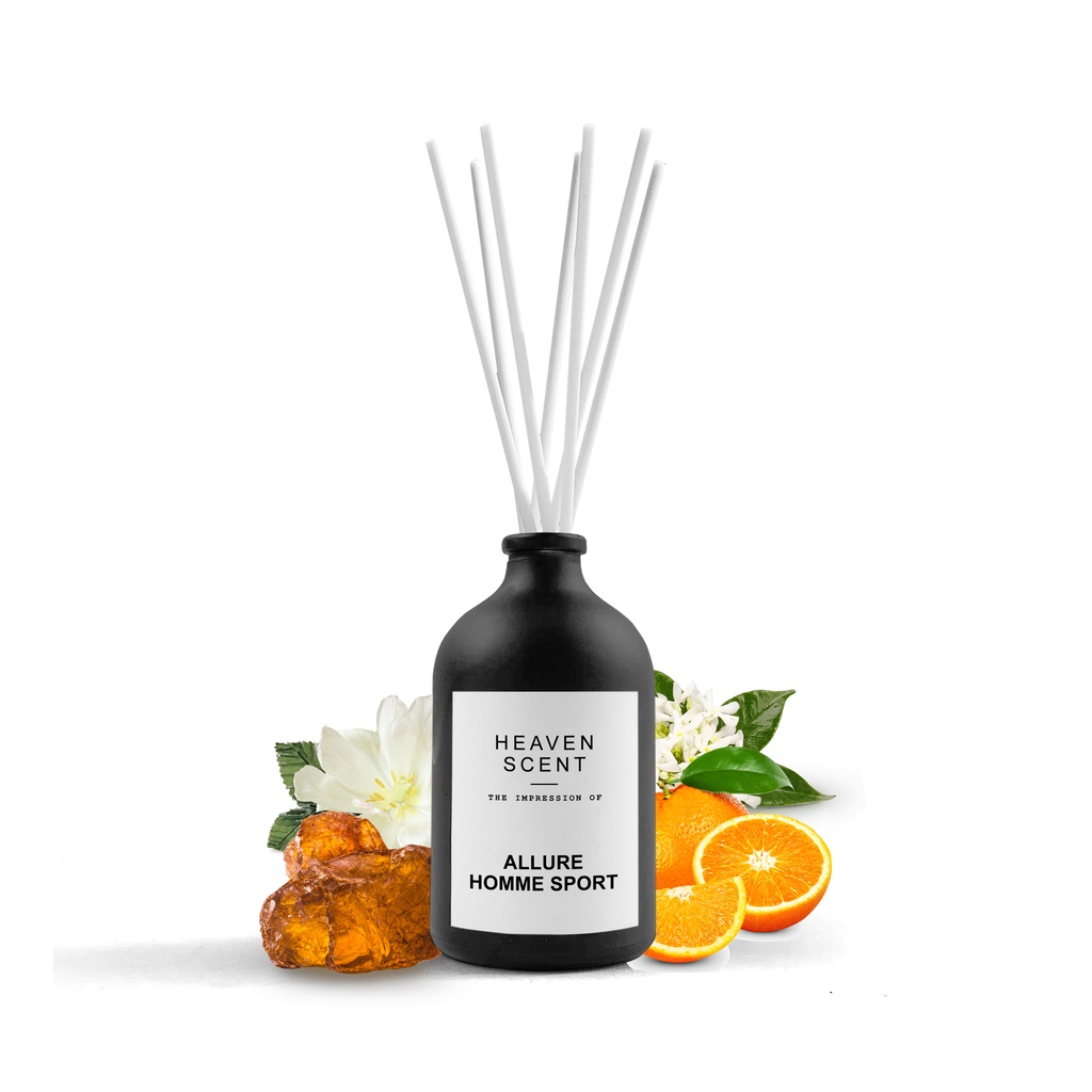HEAVEN SCENT Luxury Reed Diffuser 100ml - Pengharum Ruangan Aromaterapi Inspired by Fragrances-Allure Homme Sport