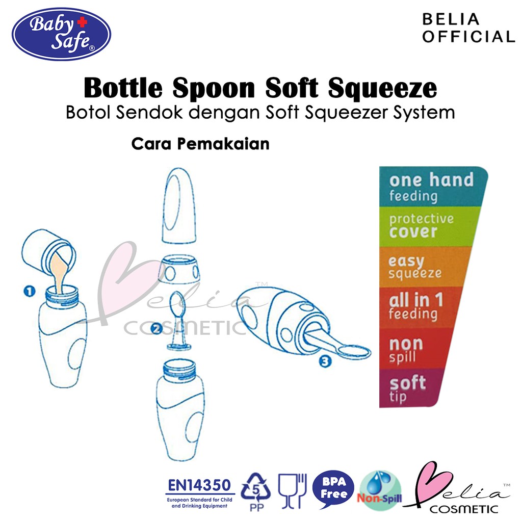 ❤ BELIA ❤ BABY SAFE Bottle Spoon JP029 Soft Squeeze 150mL | Fruit Feeder JP033 | Botol Sendok Bayi Soft Squeezer System