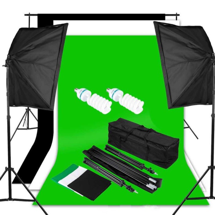KAMERA LIGHTING & STUDIO FOTO STUDIO LIGHTING KIT YOUTUBE VLOG UNBOXING WITH BACKDROP