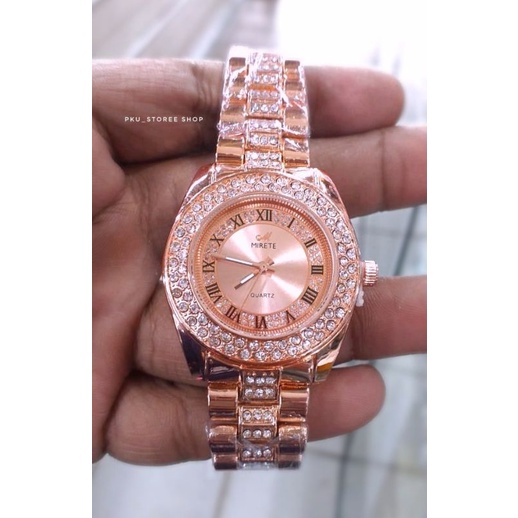 MOTIF PERMATA JAM TANGAN WANITA MIRETE ORIGINAL MOTIF MEWAH ROSGOLD, JAM TANGAN WANITA TAHAN AIR COD BAYAR DI TEMPAT, JAM TANGAN KASUAL WANITA TERLARIS, JAM TANGAN CEWEK WATER RESISTANT