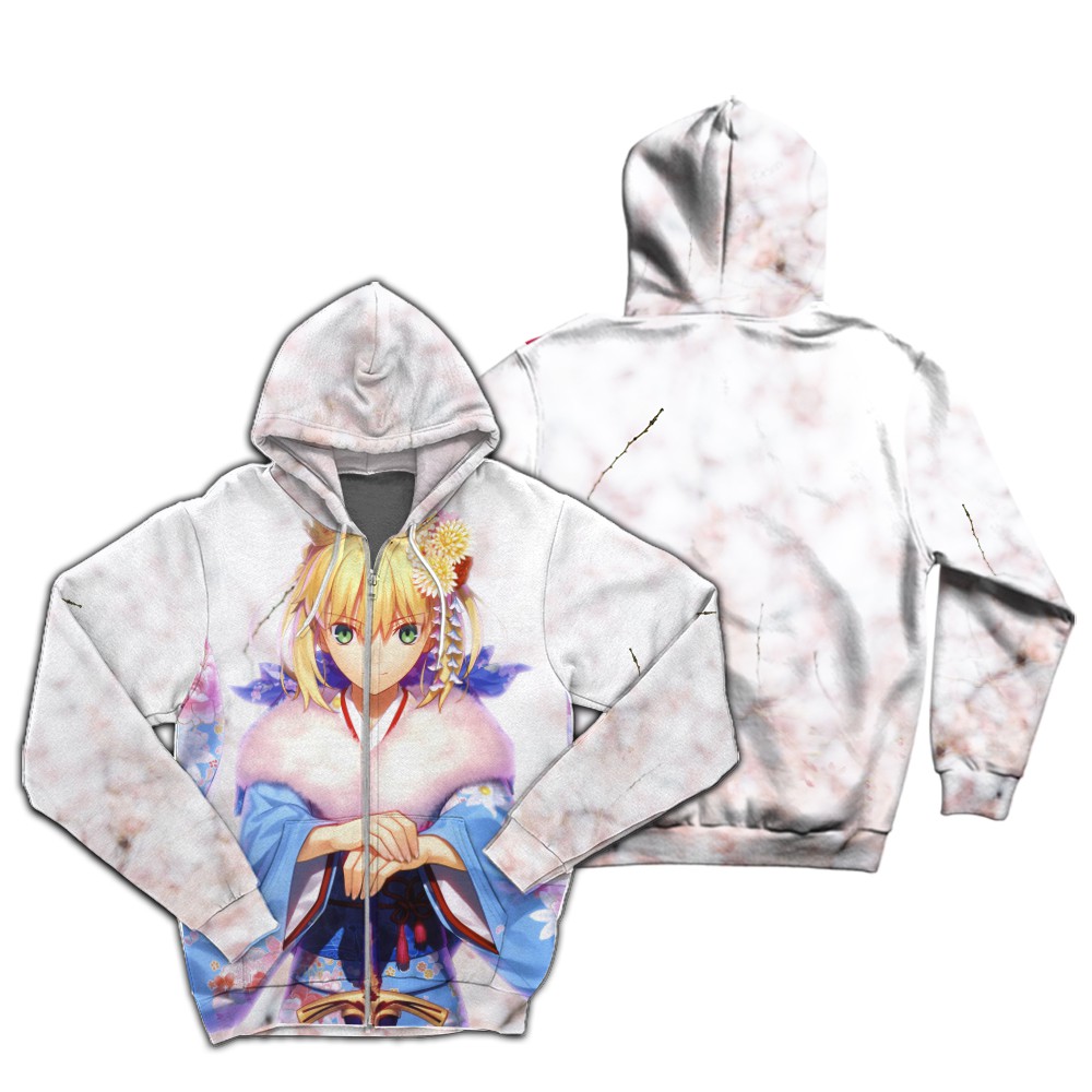 Hoodie Zipper Anime Artoria Pendragon, Animophilia