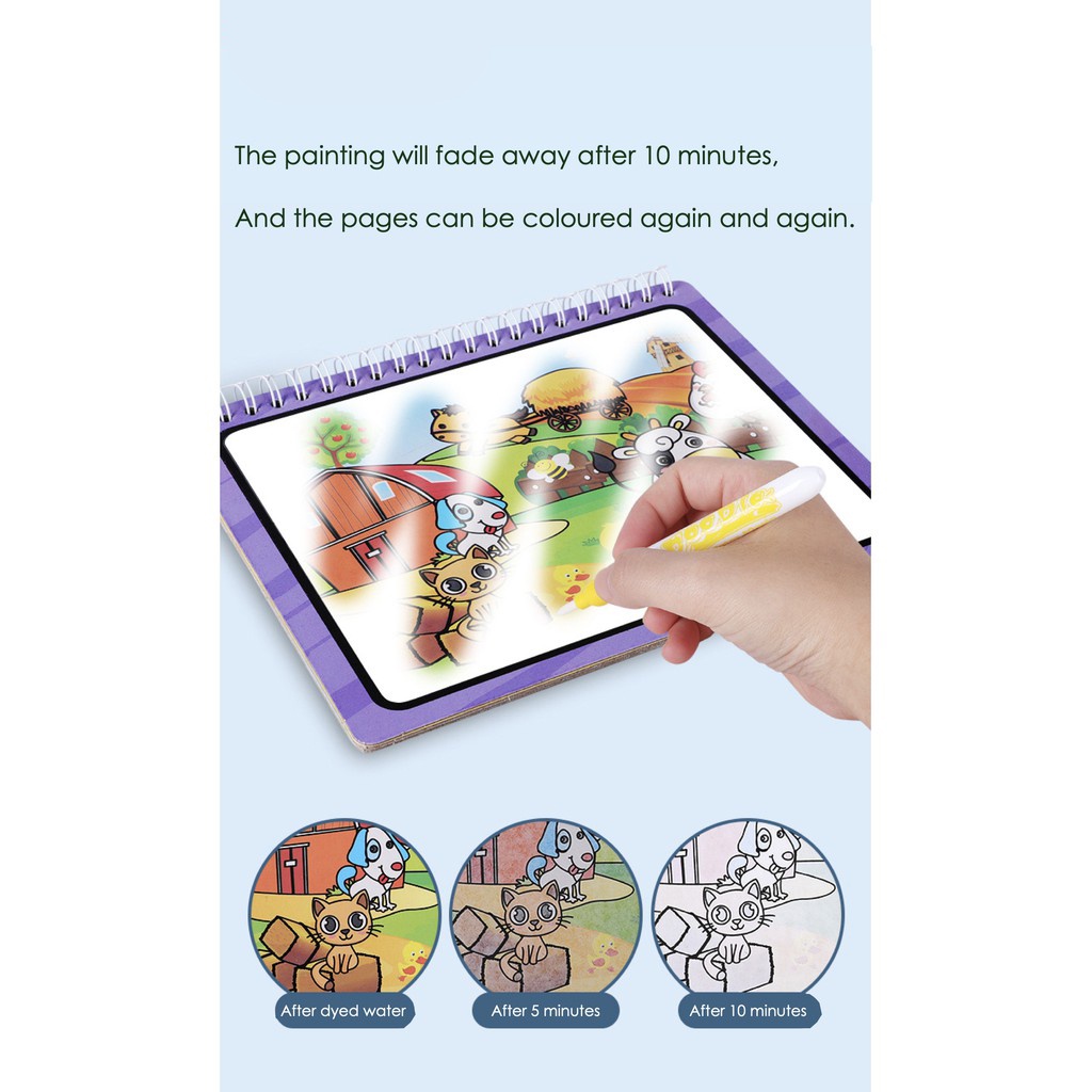 Mainan Edukasi Anak Magic Water Book - Buku Mewarnai Magic Water Book