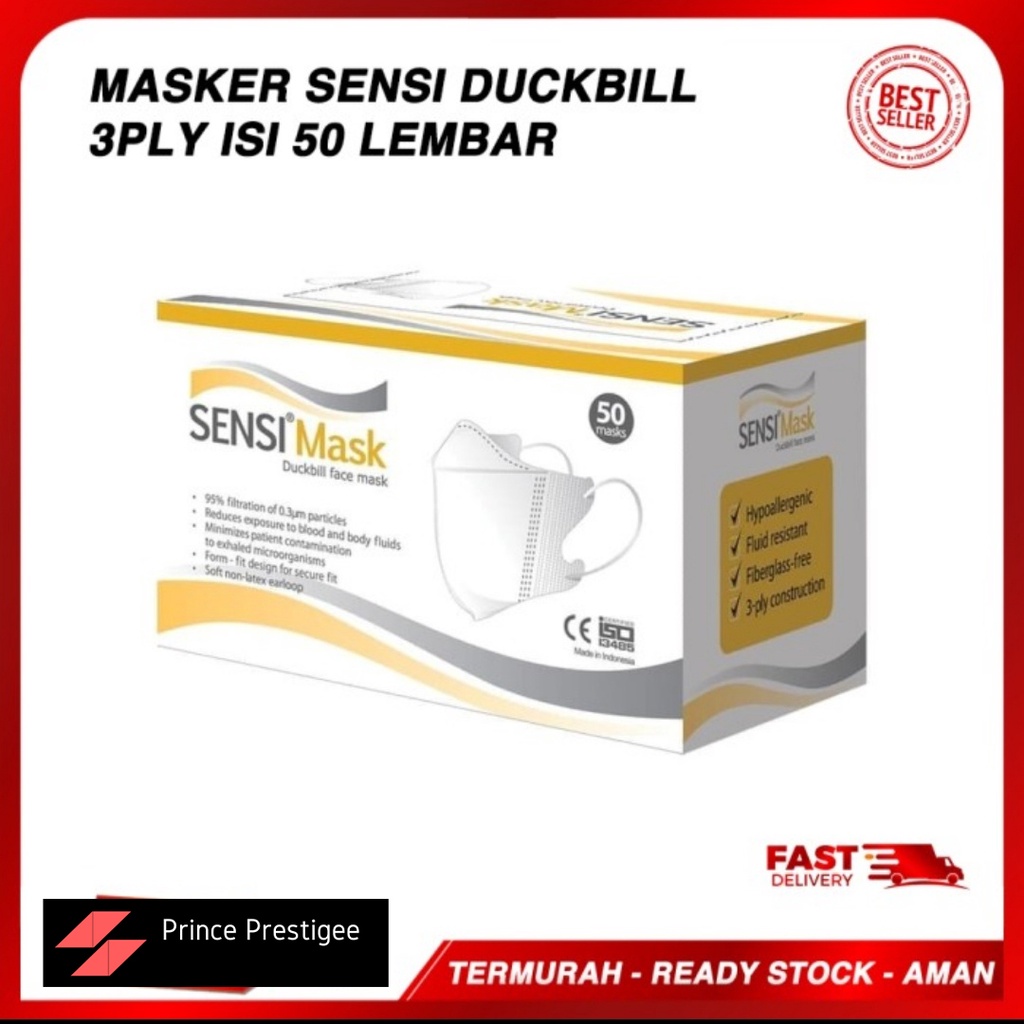 MASKER SENSI DUCKBILL GOLD PACK / SENSI MASK 3 PLY / MASKER MULUT