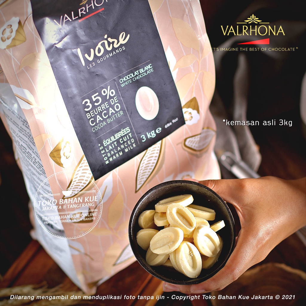 

Valrhona - IVOIRE 35% 100gr White Chocolate Couverture Cokelat Putih Keping Coklat Baking