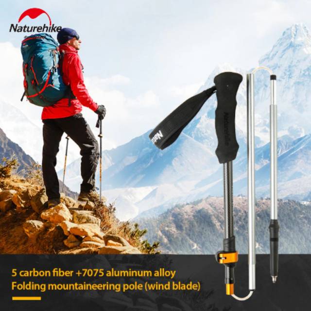 Jual TREKKING POLE LIPAT CARBON FIBER ALUMUNIUM NATUREHIKE NH17D005D