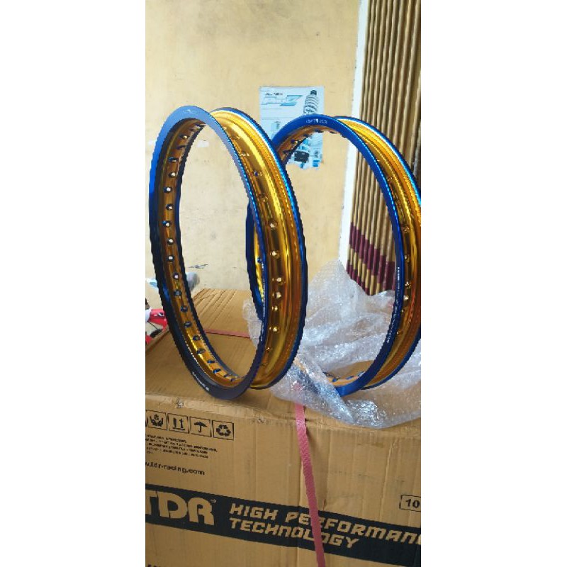 Velg TDR W Shape Two Tone Set 160/185 Ring 17 Bluegold (2 Biji)