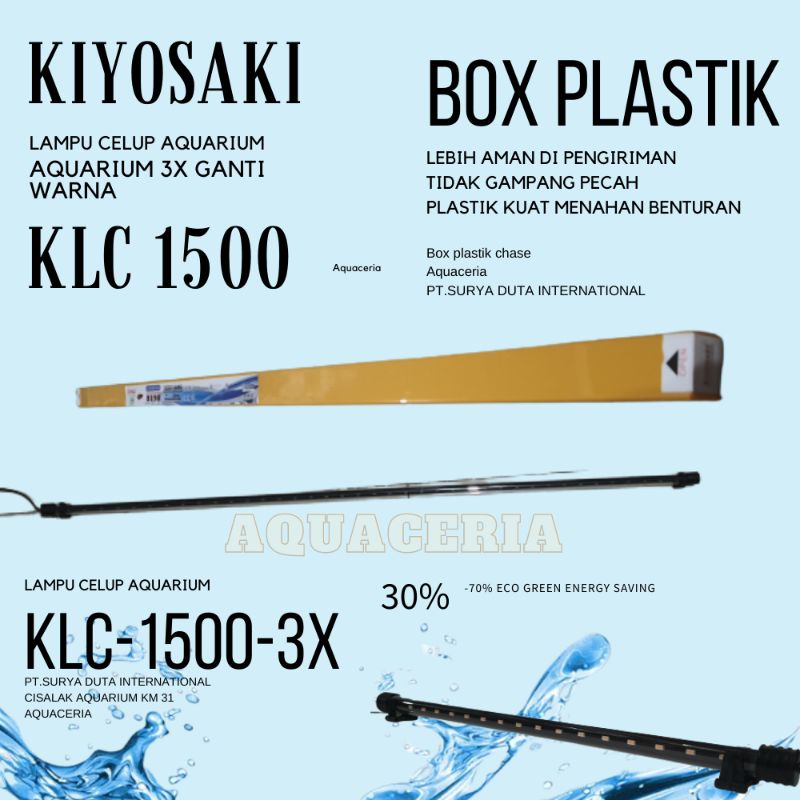 Lampu celup aquarium 1,5M Kiyosaki klc 1500 3x ganti mode warna Lampu LED aquarium -Plastik Box