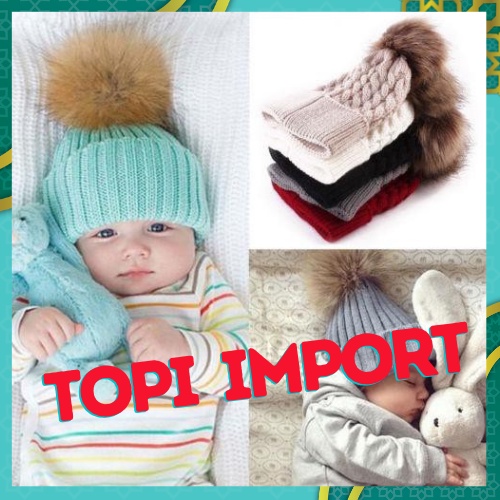 Topi Bayi IMPORT Bola Bola Wol Elastis Bukan LOKAL Kualitas PREMIUM - Topi Anak Laki Laki Ball Hat Kids Baby Premium Quality