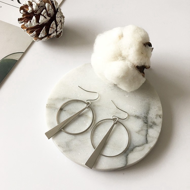 【 DDFI 】 1 Pair Korea Anting Panjang Gaya Retro Simple Bentuk Geometri untuk Wanita hoop Elegant anting-4