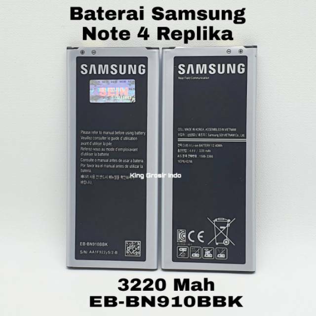 Baterai Samsung Note 4 Replika Original OEM EB-BN910BBK Battery