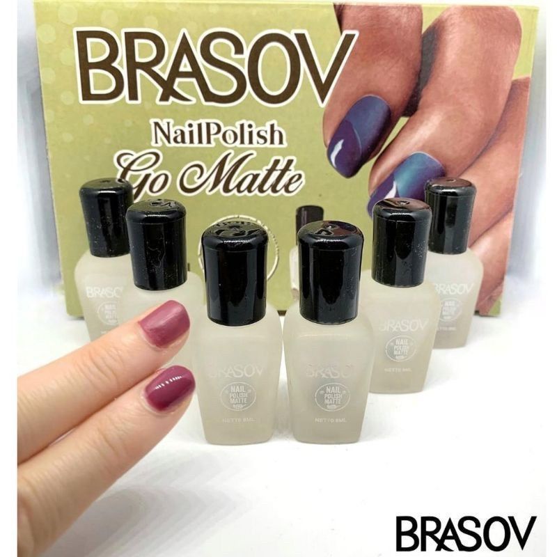 (harga 1box isi 24pcs) KUTEK BRASOV BENING MATTE CAT KUKU NAIL POLISH GO MATTE ORIGINAL BPOM