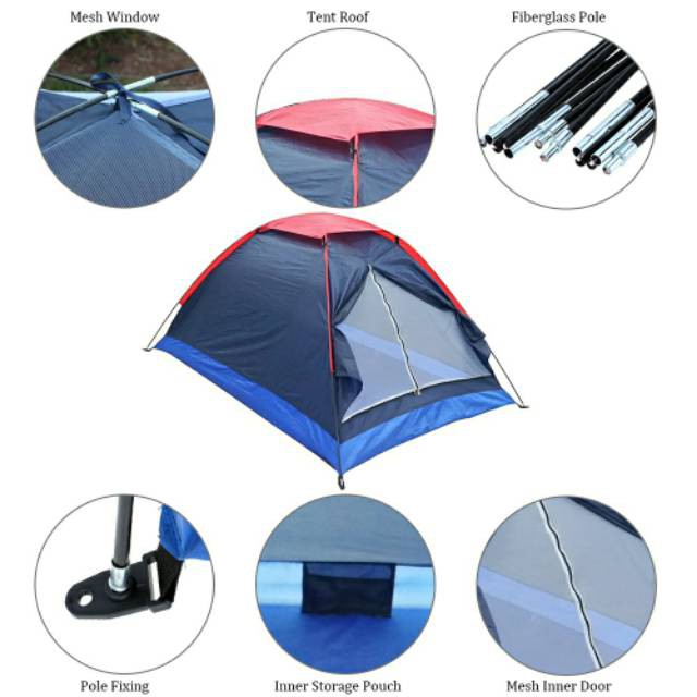 【Bisa COD】 Tenda Dome Terpal 2 x 1.5 meter Single Layer 2P ^ 2/3 Orang ^ Kemah Camping Outdoor Indoor 3P